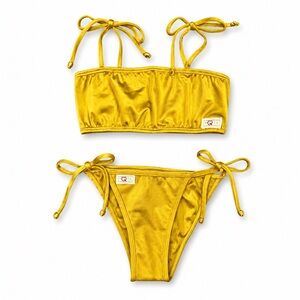 Gold Girls' Tie-Strap Bikini Set
